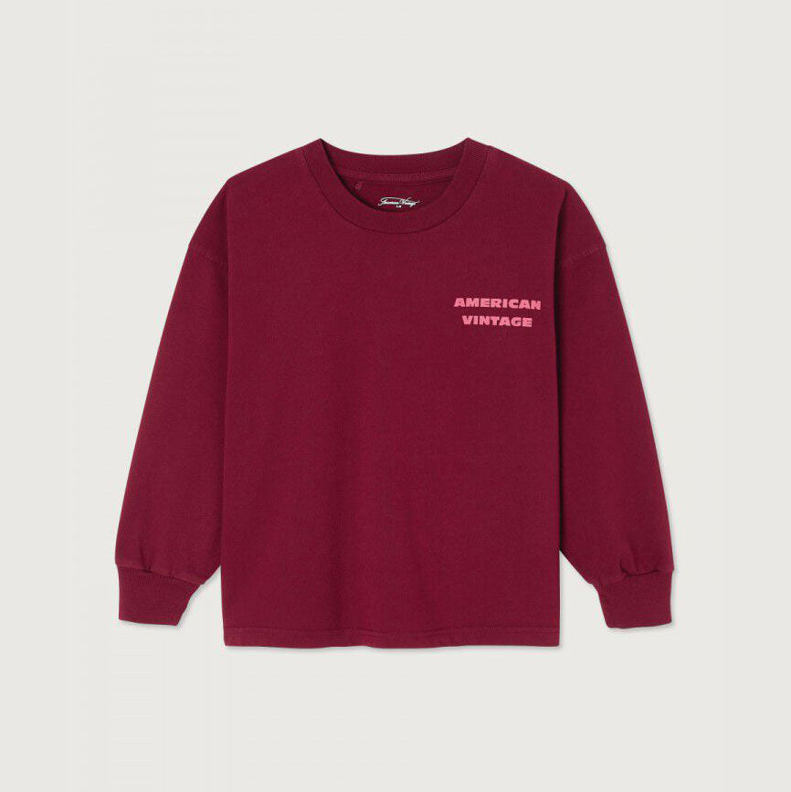 儿童酒红色棉T恤