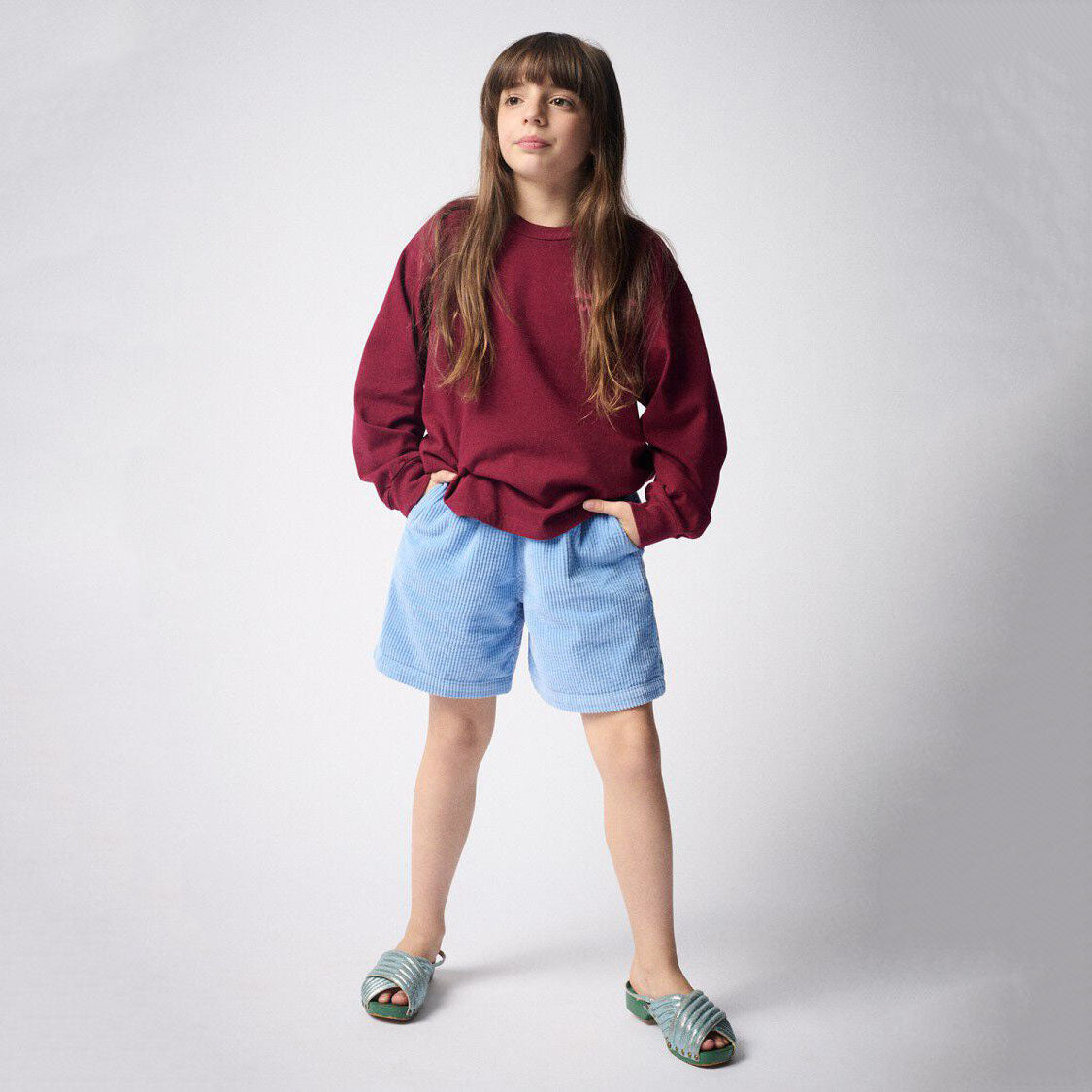 儿童酒红色棉T恤