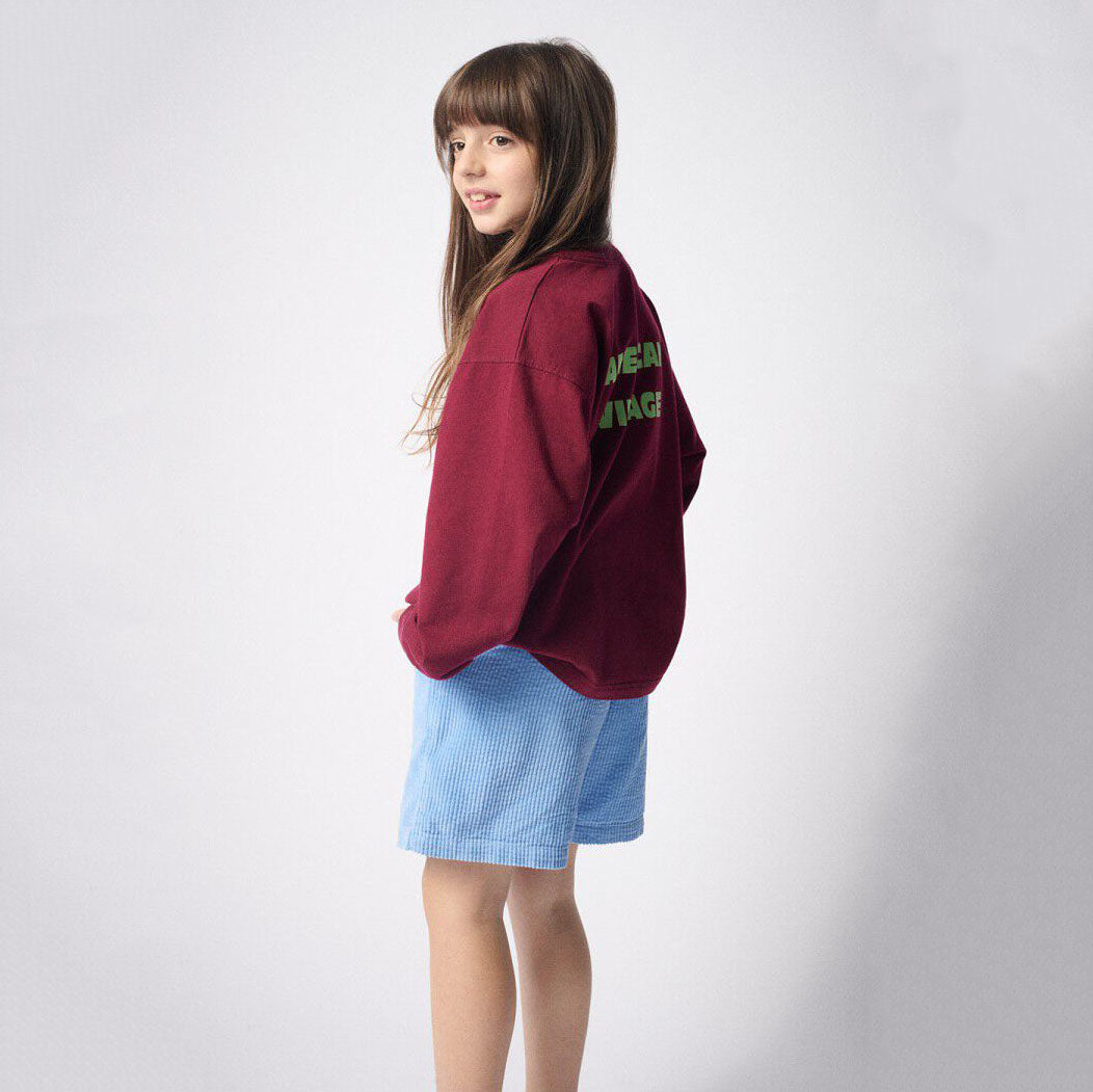 儿童酒红色棉T恤