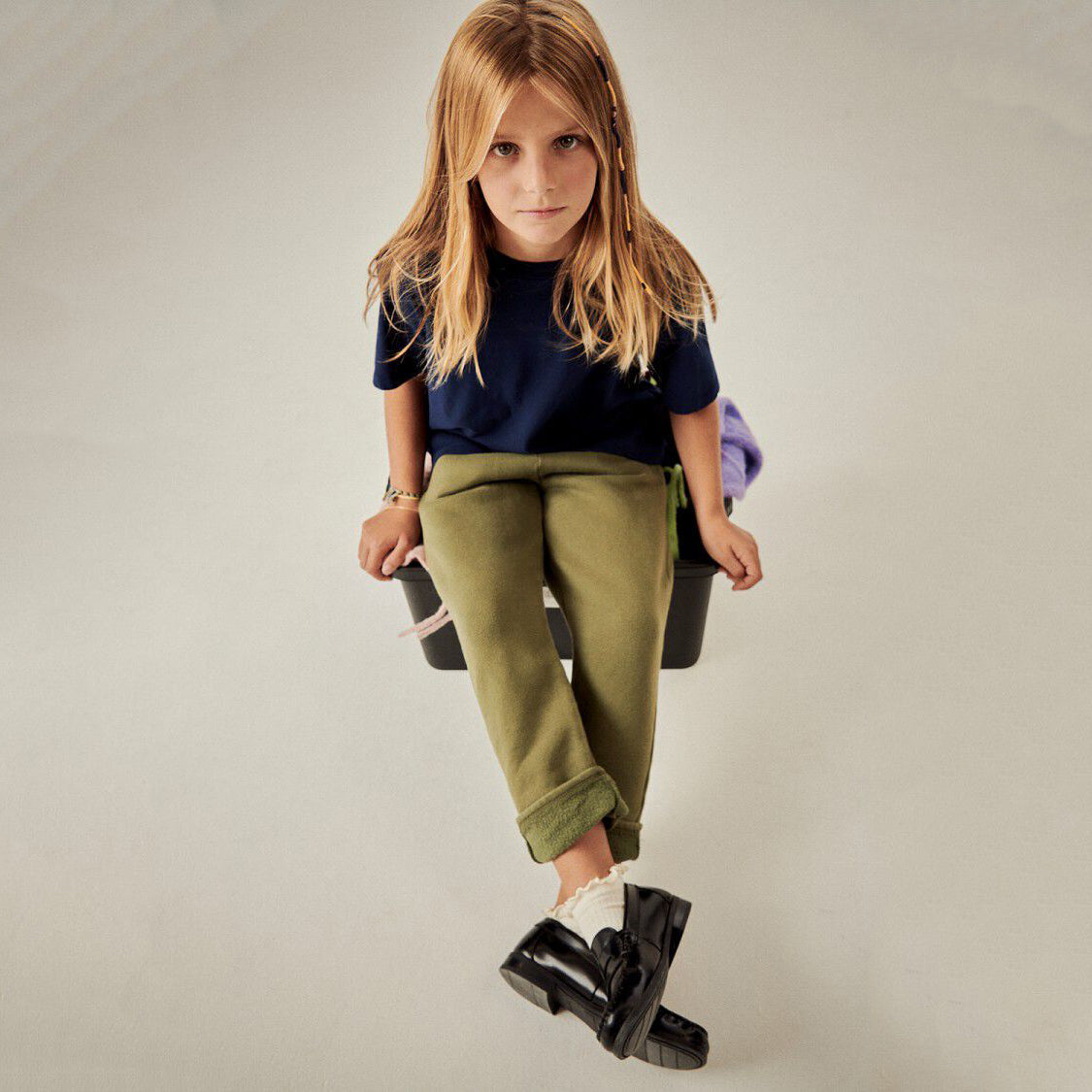 儿童藏青色棉T恤