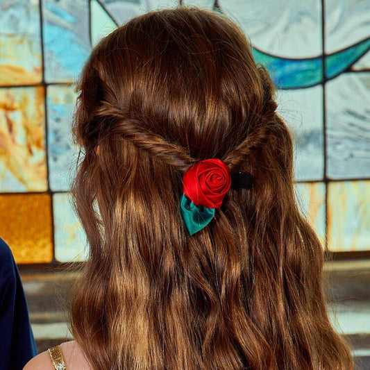 女童红玫瑰发夹