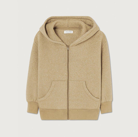 儿童卡其色棉拉链上衣