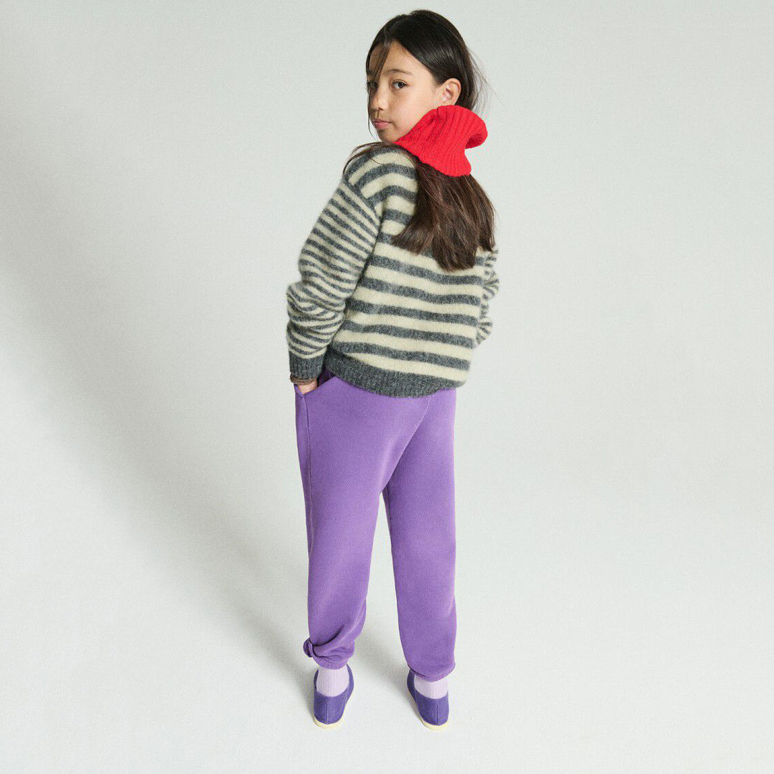 儿童紫色棉长裤