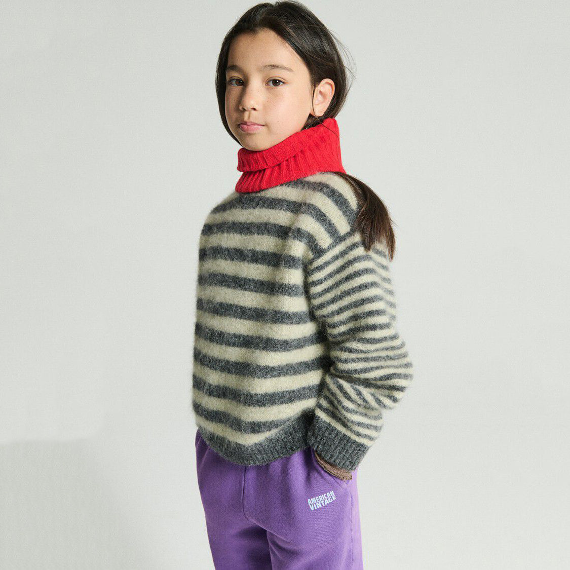 儿童紫色棉长裤