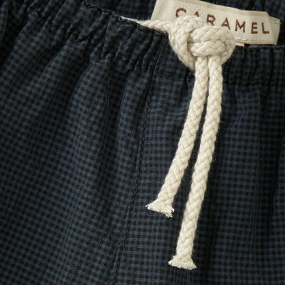 儿童藏青色格子短裤