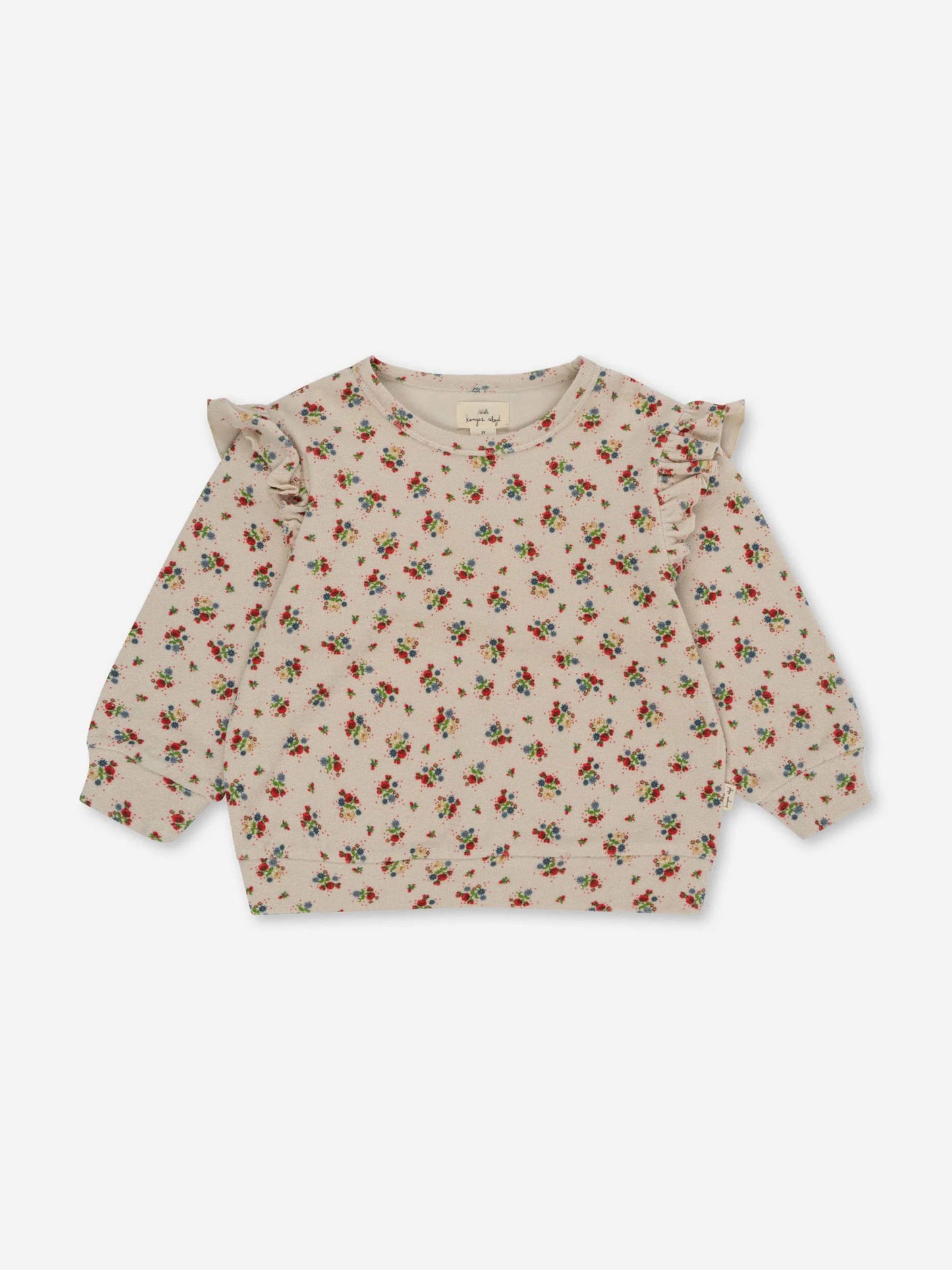 Konges Sløjd 女孩多色花卉 Itty 褶边运动衫