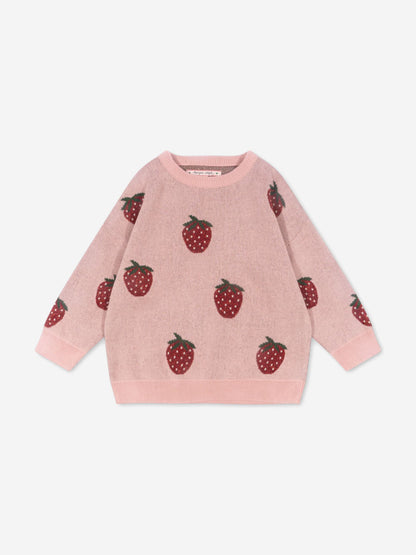 Girls Lapis Strawberry Knit Jumper in Pink