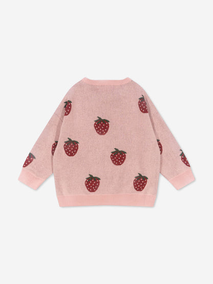 Girls Lapis Strawberry Knit Jumper in Pink