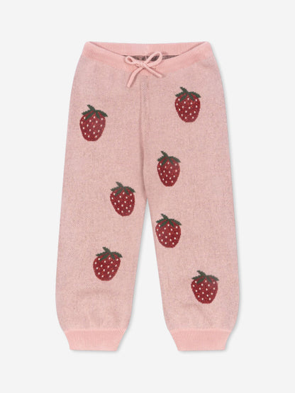 Girls Lapis Strawberry Knit Pants in Pink