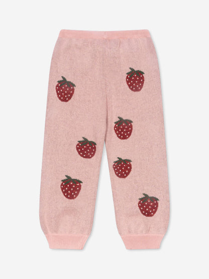 Girls Lapis Strawberry Knit Pants in Pink