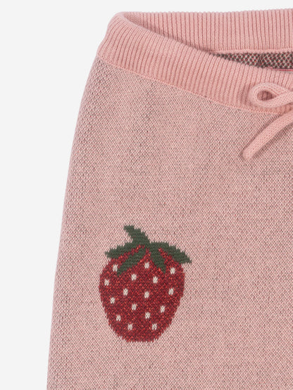 Girls Lapis Strawberry Knit Pants in Pink