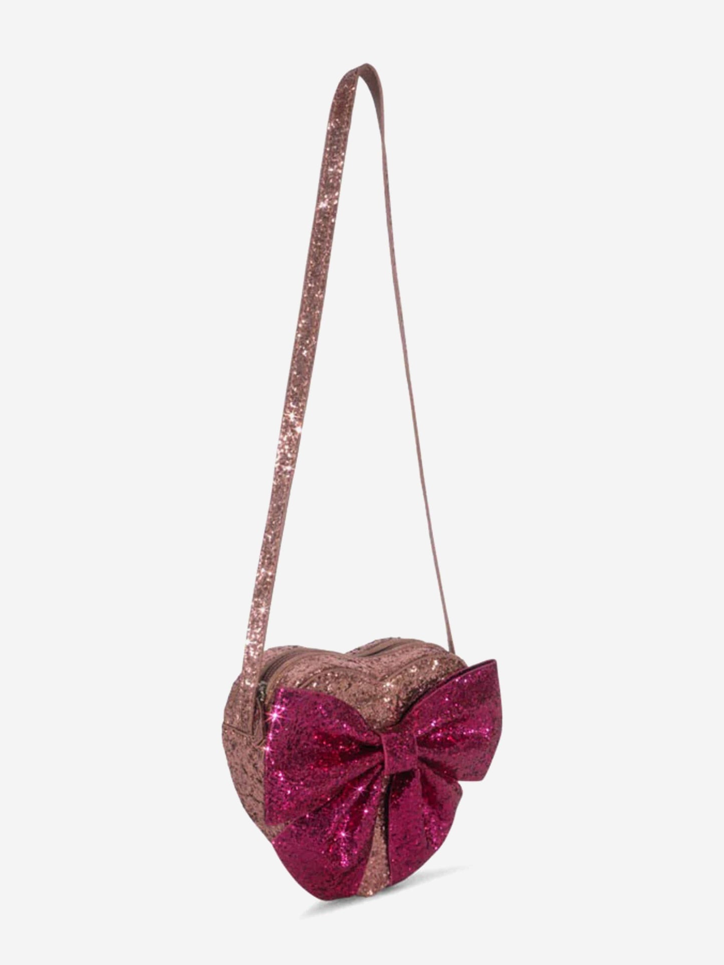 Girls Tut Bow Glitter Heart Shoulder Bag in Red (16cm)