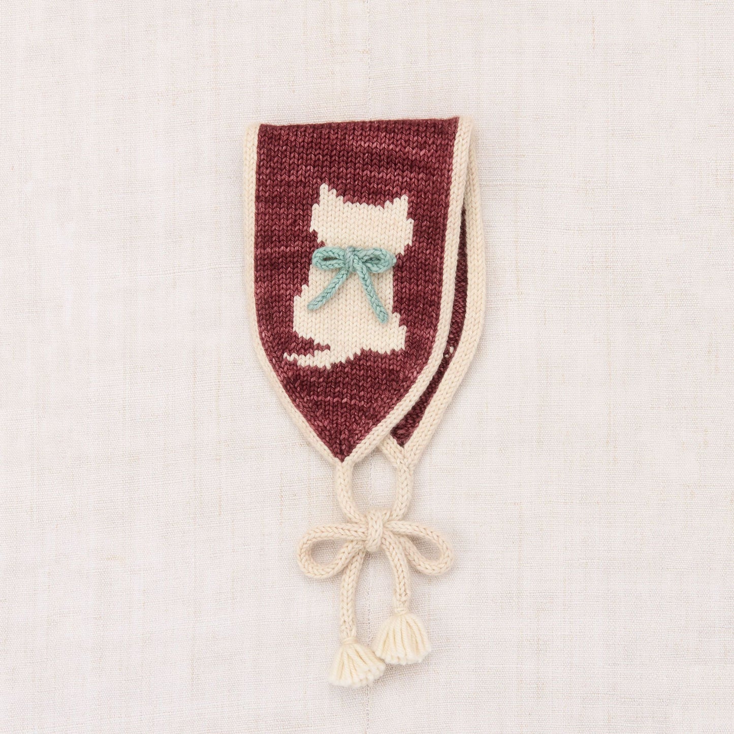 女童砖红色猫咪针织头巾