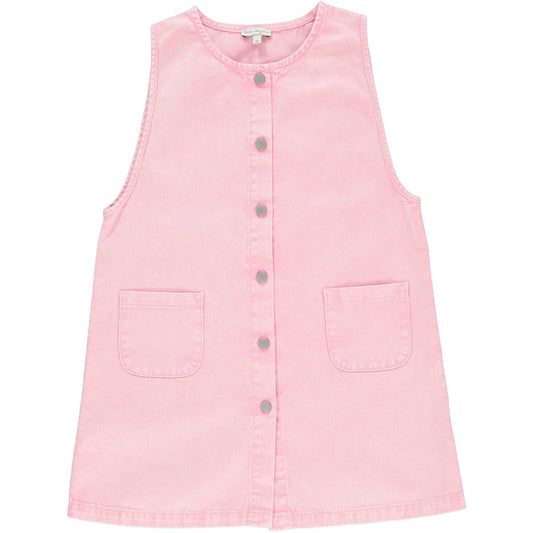 女童粉色棉连衣裙