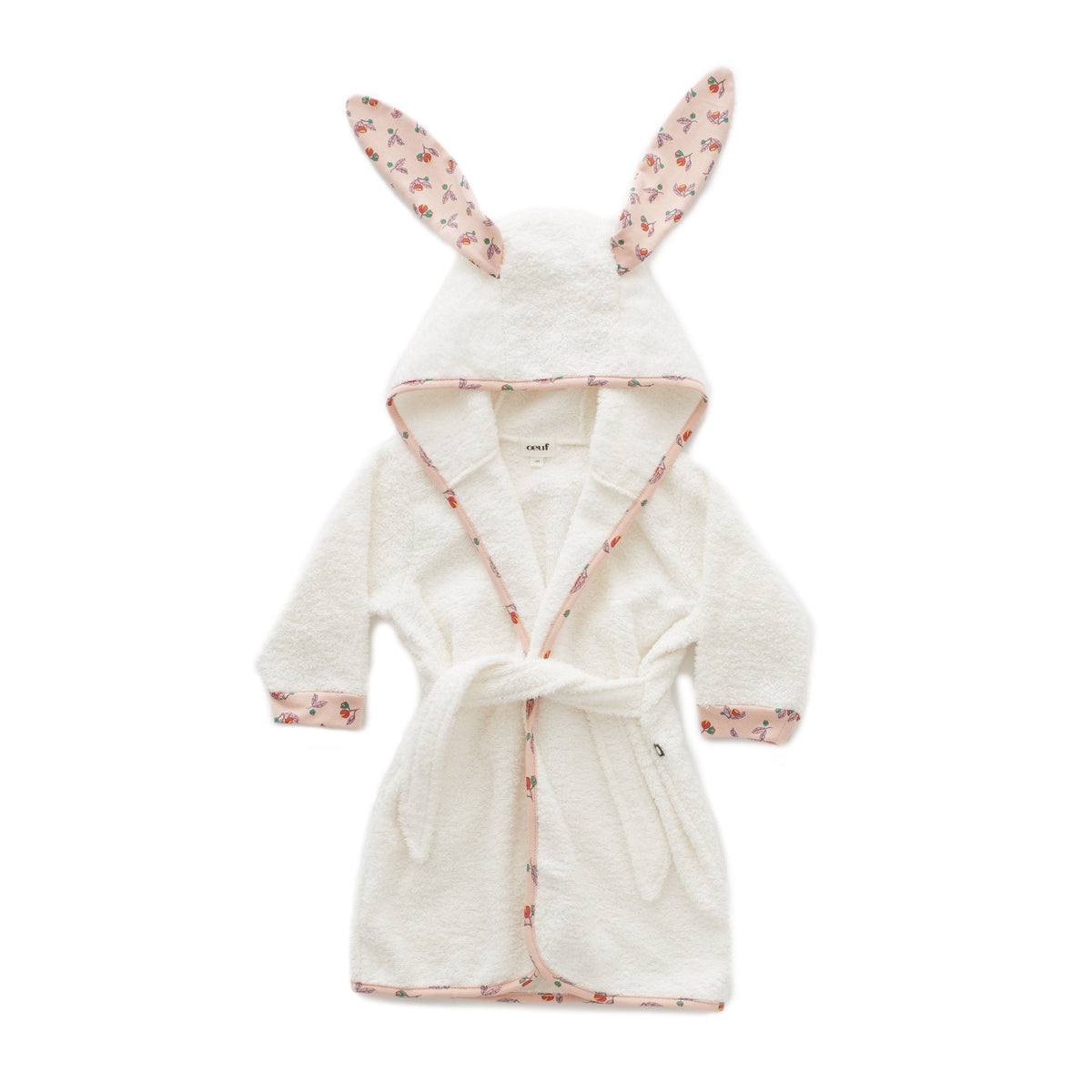 Boys & Girls White Floral Print Bunny Bathrobe