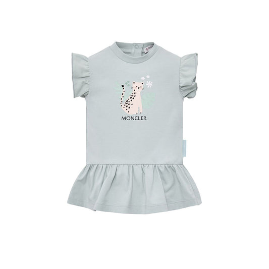 女婴浅绿色印花棉连衣裙