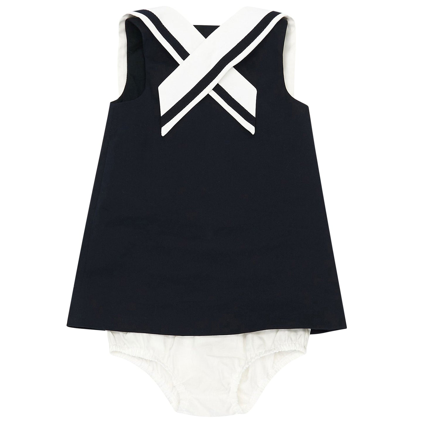 Baby Girls Navy Blue Sailor Dress with Collar