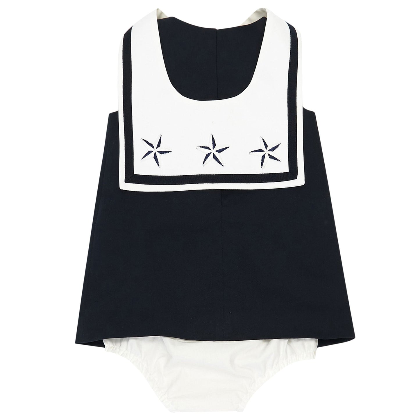 Baby Girls Navy Blue Sailor Dress with Collar