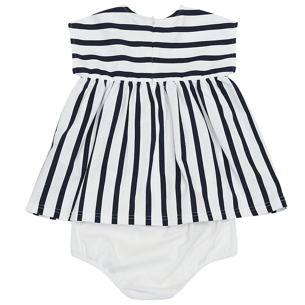 Baby Girls Blue & White striped Dresses  With Cherry