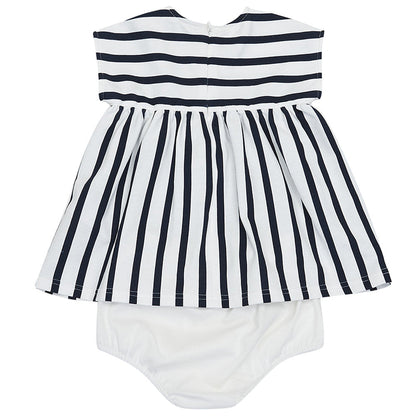 Baby Girls Blue & White striped Dresses  With Cherry