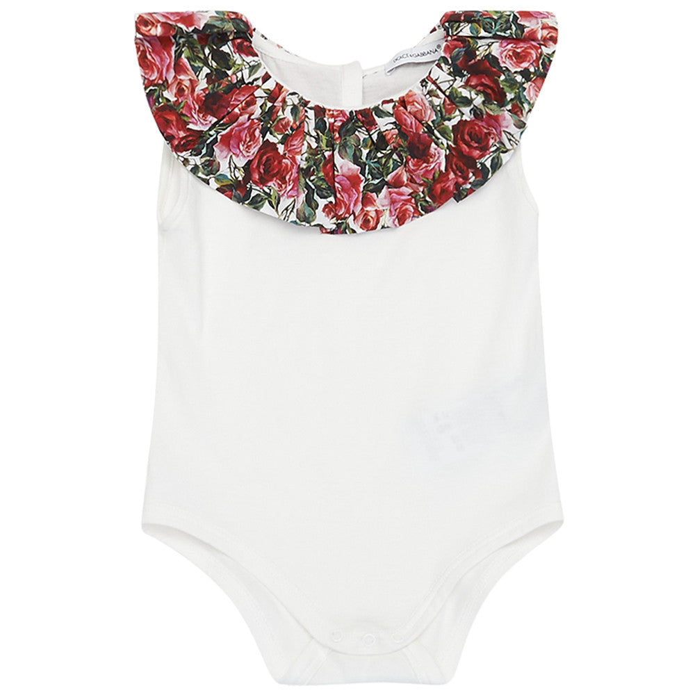 Baby Girls White 'Carretto Con Rose' Bodysuit