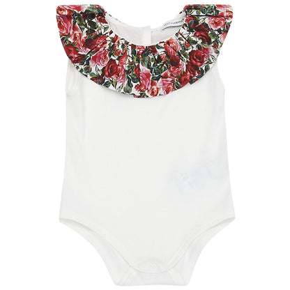 Baby Girls White 'Carretto Con Rose' Bodysuit