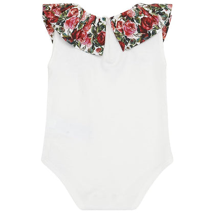 Baby Girls White 'Carretto Con Rose' Bodysuit