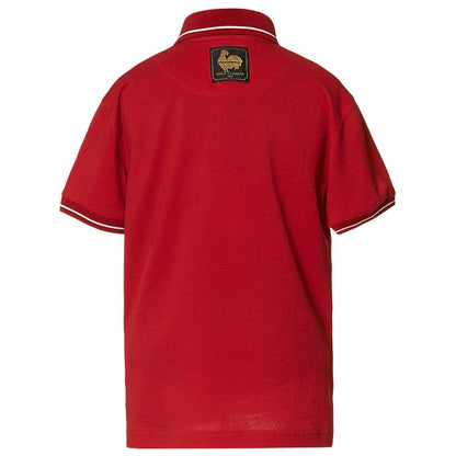 Boys Red Rooster Printed Trims Cotton Polo Shirts