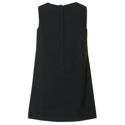 Girls Black Flower Printed Trims Sleeveless Dresses