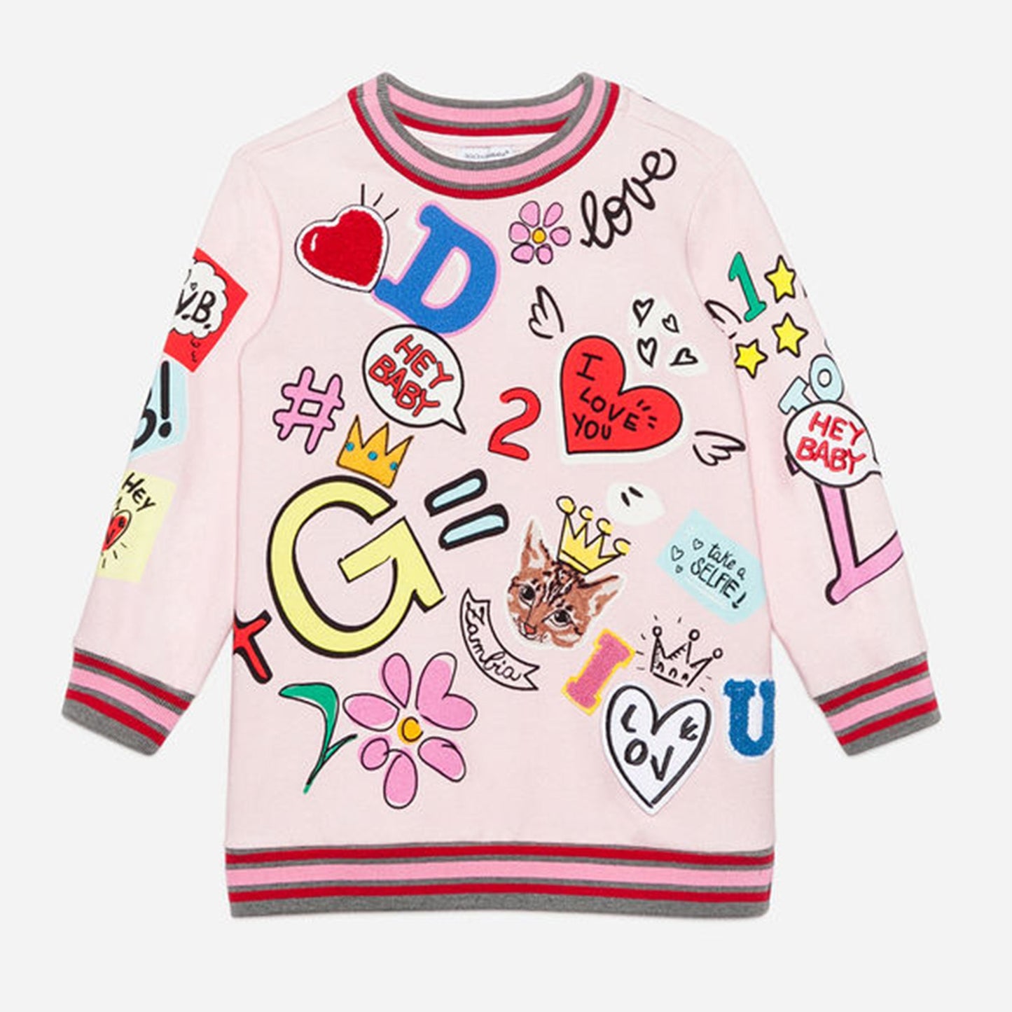 Girls Pink Printed Cotton Dress