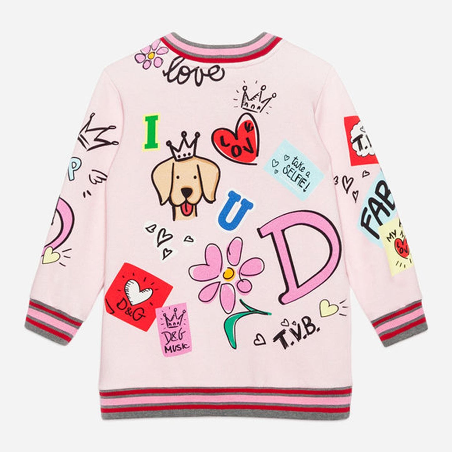 Girls Pink Printed Cotton Dress