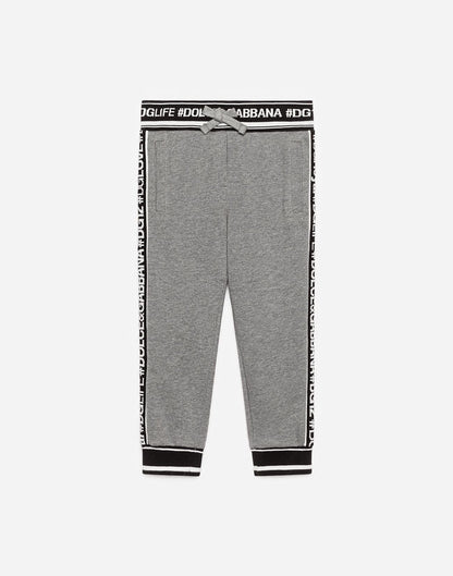 Girls Melange Grey Cotton Trousers