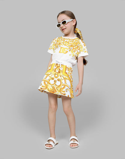 Dolce & Gabbana 女童 Maiolica 印花 T 恤（白色）