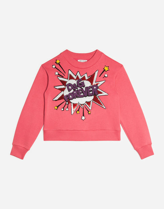 女童玫瑰粉棉卫衣