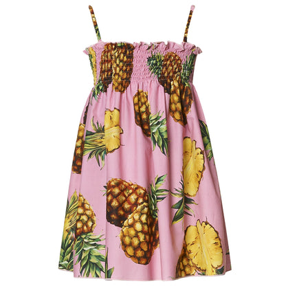 Girls Pink Pinepapple Print Sun Dress