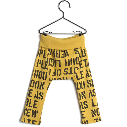 Baby Girls Yellow Printed Cotton Leggings