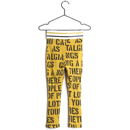Girls Yellow Printed Cotton Leggings