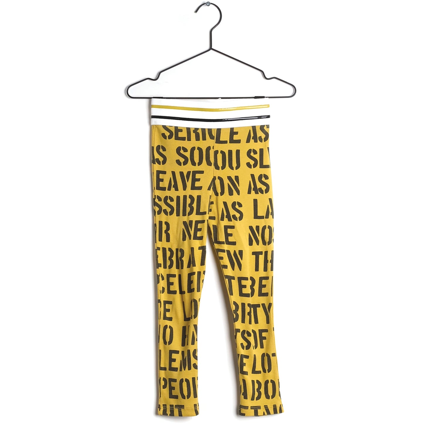 Girls Yellow Printed Cotton Leggings