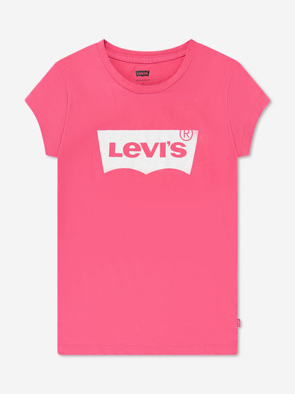 Levi's 女童棉质短袖蝙蝠袖徽标 T 恤