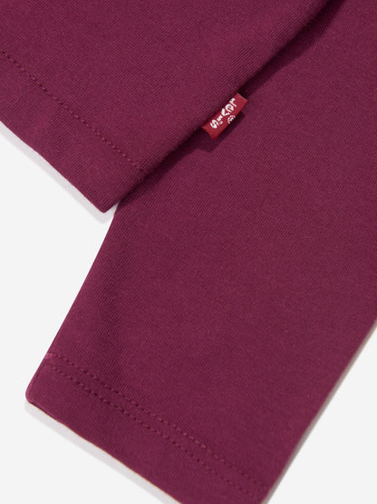 Levi's Wear 女童长袖闪光徽标 T 恤（红色）