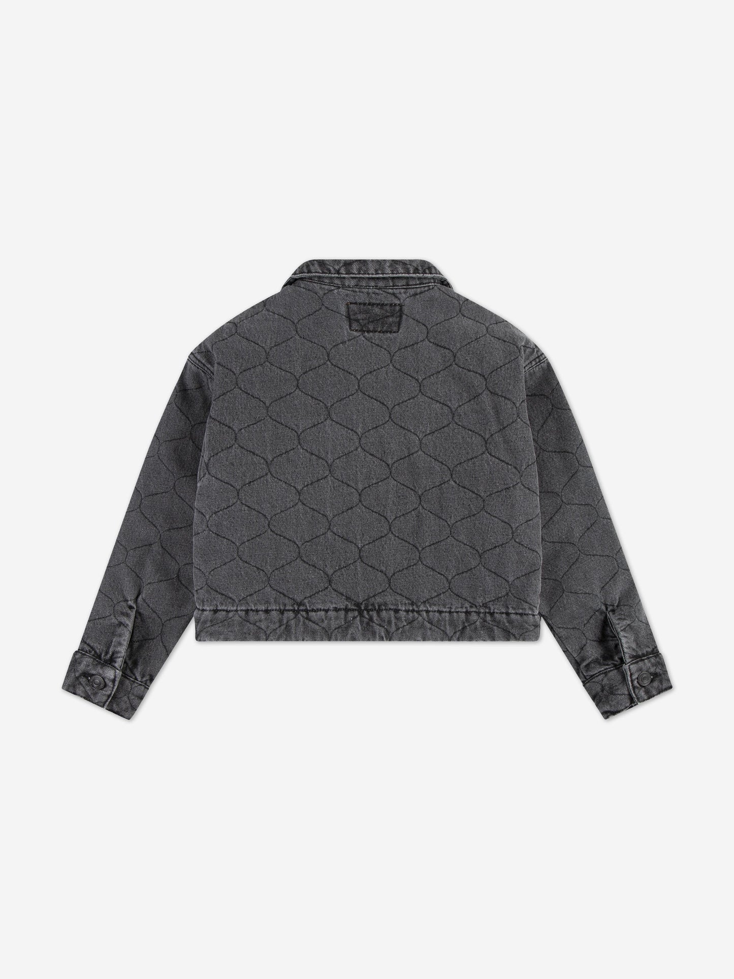 Girls Quilted Trucker Jacket in Black