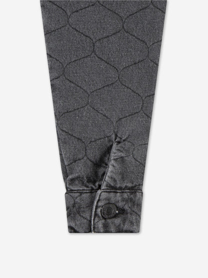 Girls Quilted Trucker Jacket in Black