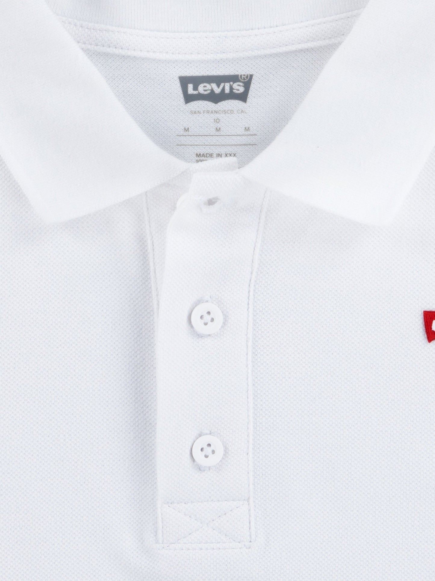Levi's Boys Back Neck Tape Polo Shirt in White