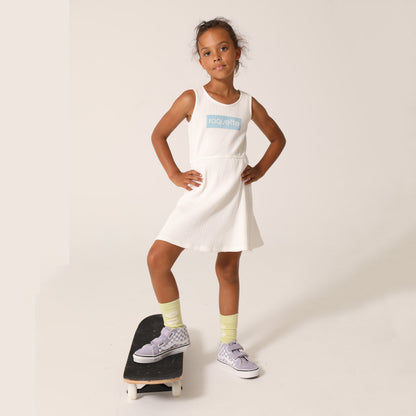 女童白色Logo棉连衣裙