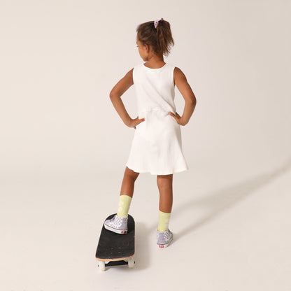 女童白色Logo棉连衣裙