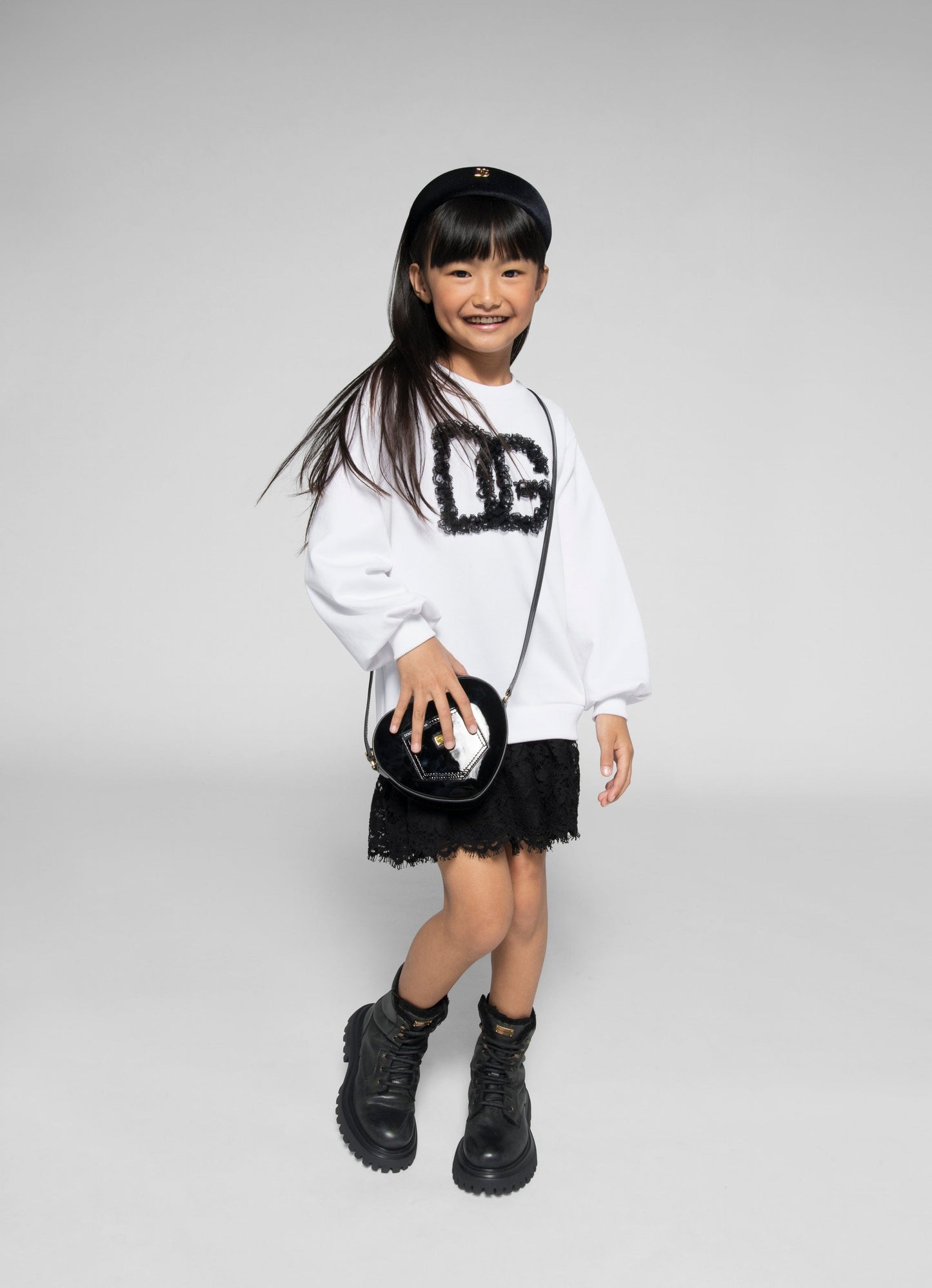 Dolce & Gabbana 女童白色徽标毛衣裙