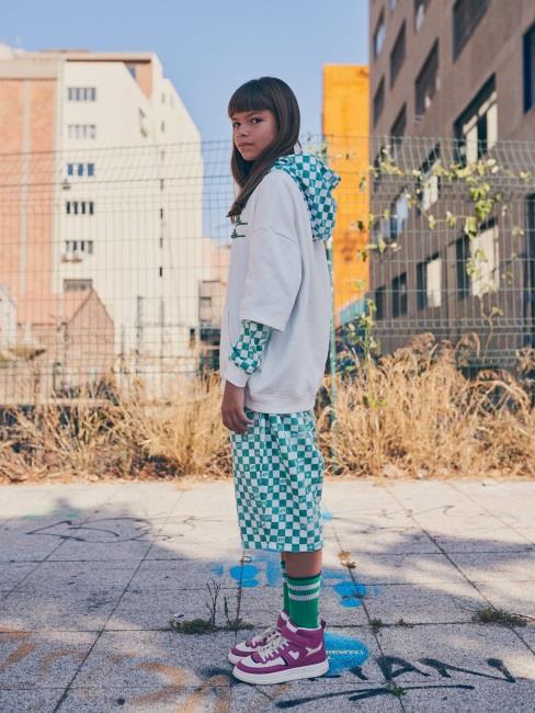 儿童绿色格子卫衣