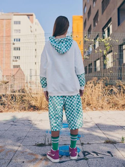 儿童绿色格子卫衣