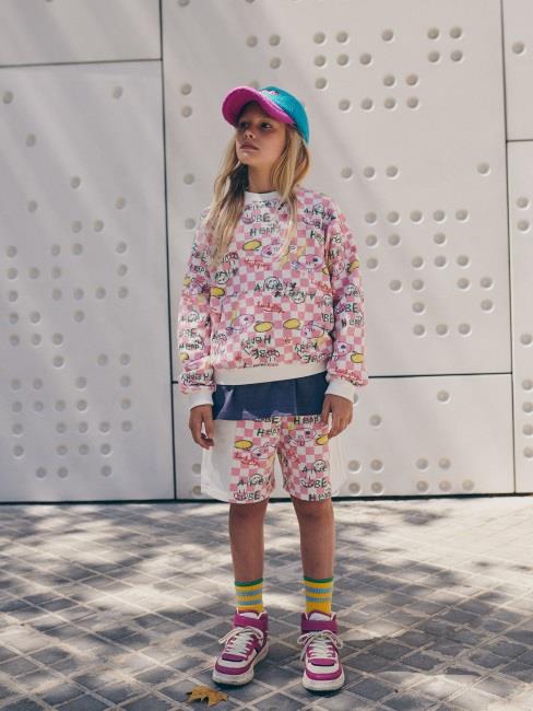 儿童粉色印花卫衣