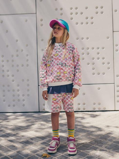 儿童粉色印花卫衣
